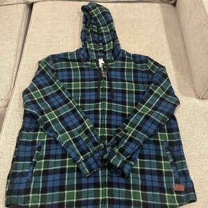 L.L. Bean Women's Relaxed Fit Scotch Plaid Flannel Full Zip Hoodie Size XL